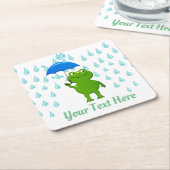 Cute Kawaii Frog and Rain Kartonnen Onderzetters (Schuin)