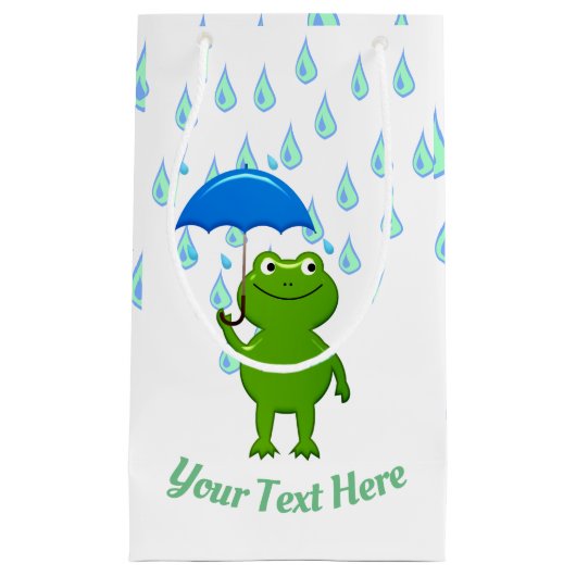 Cute Kawaii Frog and Rain Klein Cadeauzakje (Voorkant)