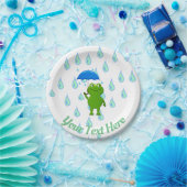 Cute Kawaii Frog and Rain Papieren Bordje (Feest)