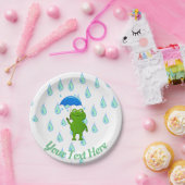 Cute Kawaii Frog and Rain Papieren Bordje (Feest)