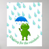 Cute Kawaii Frog and Rain Poster (Voorkant)