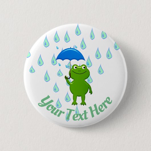 Cute Kawaii Frog and Rain Ronde Button 5,7 Cm (Voorkant)