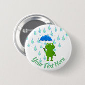 Cute Kawaii Frog and Rain Ronde Button 5,7 Cm (Voorkant /achterkant)