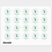Cute Kawaii Frog and Rain Ronde Sticker (Vel)
