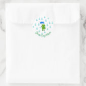 Cute Kawaii Frog and Rain Ronde Sticker (Tas)