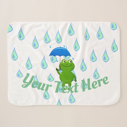Cute Kawaii Frog and Rain Sherpa Deken (Voorkant (horizontaal))