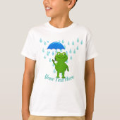 Cute Kawaii Frog and Rain T-shirt (Voorkant)