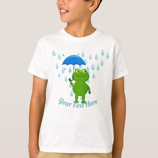 Cute Kawaii Frog and Rain T-shirt (Voorkant)