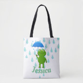 Cute Kawaii Frog and Rain Tote Bag (Voorkant)