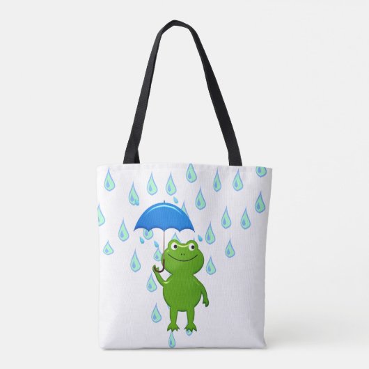 Cute Kawaii Frog and Rain Tote Bag (Achterkant)