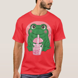 Cute Kawaii Frog Boba Bubble Tea Women Mannen Teen T-shirt