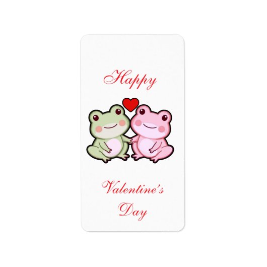 Cute Kawaii Frog Couple Valentine’s Day Card Etiket (Voorkant)