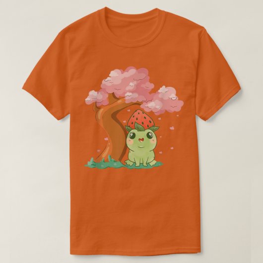 Cute kawaii frog en Sakura Cherry Blossom tree Ja T-shirt (Design voorkant)