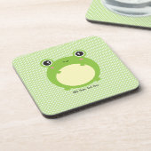 Cute Kawaii Frog met Persoonlijke tekst Bier Onderzetter (Linkerzijde)