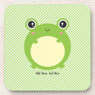 Cute Kawaii Frog met Persoonlijke tekst Bier Onderzetter