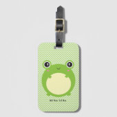 Cute Kawaii Frog met Persoonlijke tekst en foto Bagagelabel (Voorkant (verticaal))