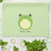 Cute Kawaii Frog met Persoonlijke tekst en foto Theedoek (Gevouwen)