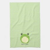 Cute Kawaii Frog met Persoonlijke tekst en foto Theedoek (Verticaal)