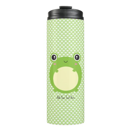 Cute Kawaii Frog met Persoonlijke tekst en foto Thermosbeker (Voorkant)