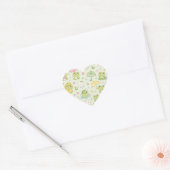 Cute Kawaii Frog Pattern | Green Pastel Hart Sticker (Envelop)