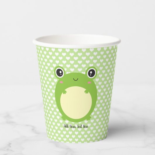 Cute Kawaii Frog Personalized Papieren Bekers (Voorkant)