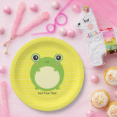 Cute Kawaii Frog Personalized Papieren Bordje (Feest)