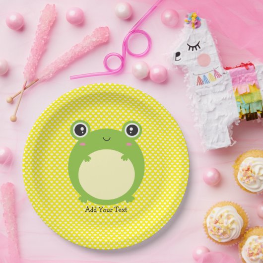 Cute Kawaii Frog Personalized Papieren Bordje (Feest)