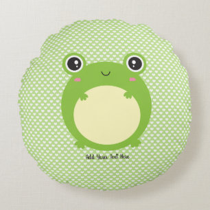 Cute Kawaii Frog Personalized Rond Kussen