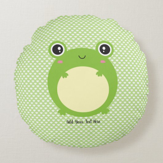 Cute Kawaii Frog Personalized Rond Kussen (Voorkant)