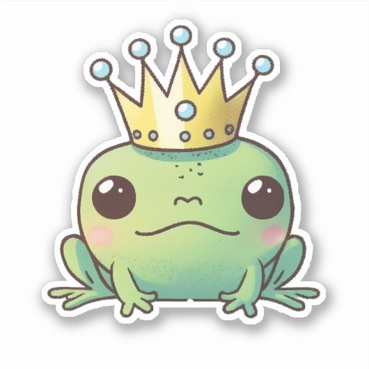 Cute Kawaii Frog Prince Sticker (Voorkant)