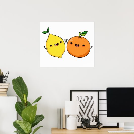 Cute Kawaii Fruit Poster (Thuiskantoor)