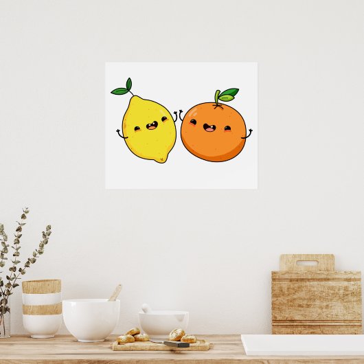 Cute Kawaii Fruit Poster (Keuken)