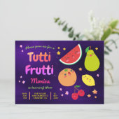 Cute Kawaii Fruits Tutti Frutti Birthday Party Kaart (Staand voorkant)