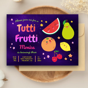 Cute Kawaii Fruits Tutti Frutti Birthday Party Kaart
