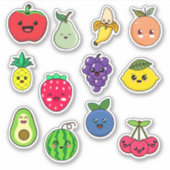 Cute Kawaii FruitStickers Sticker (Voorkant)