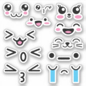 Cute Kawaii Funny Anime Faces Sticker (Voorkant)