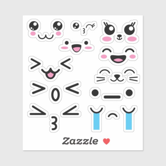 Cute Kawaii Funny Anime Faces Sticker (Vel)
