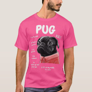 Cute Kawaii Funny Black Pug Dog Rules Gifts Mannen T-shirt
