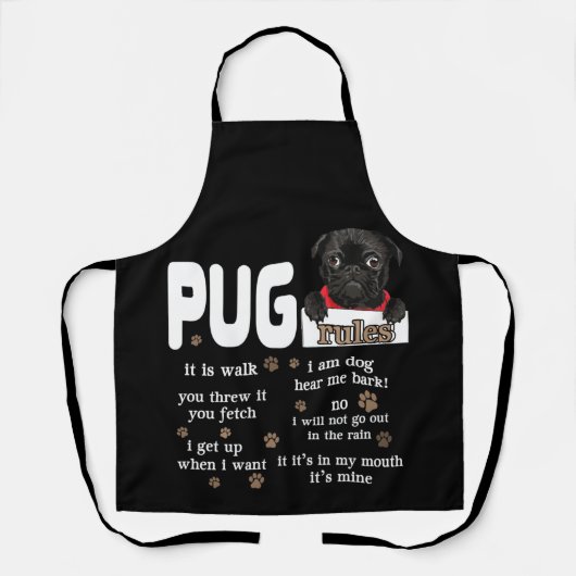 Cute Kawaii Funny Black Pug Dog Rules Gifts Schort (Voorkant)
