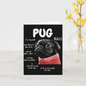 Cute Kawaii Funny Black Pug Dog Rules Men Women Ki Kaart (Gele Bloem)