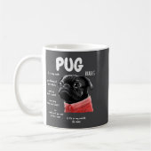 Cute Kawaii Funny Black Pug Dog Rules Men Women Ki Koffiemok (Links)