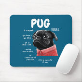 Cute Kawaii Funny Black Pug Dog Rules Men Women Ki Muismat (Met muis)