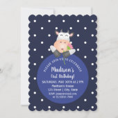 Cute Kawaii Funny Cartoon Koe Baby eerste verjaard Kaart (Voorkant)