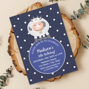 Cute Kawaii Funny Cartoon Koe Happy 50th Birthday Kaart