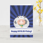 Cute Kawaii Funny Cartoon Koe Happy 50th Birthday Kaart (Gele Bloem)