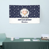 Cute Kawaii Funny Cartoon Koe Happy 50th Birthday Spandoek (Beurs)