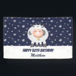 Cute Kawaii Funny Cartoon Koe Happy 50th Birthday Spandoek<br><div class="desc">Cute Kawaii Funny Cartoon Koe Happy 50th Birthday Banner</div>