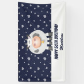 Cute Kawaii Funny Cartoon Koe Happy 50th Birthday Spandoek (Verticaal)