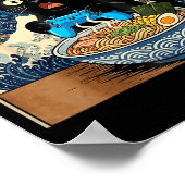 Cute Kawaii Gamer Cat Funny Ramen Japanese Cat Gam Poster (Hoek)