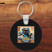 Cute Kawaii Gamer Cat Funny Ramen Japanese Cat Gam Sleutelhanger (Voorkant)